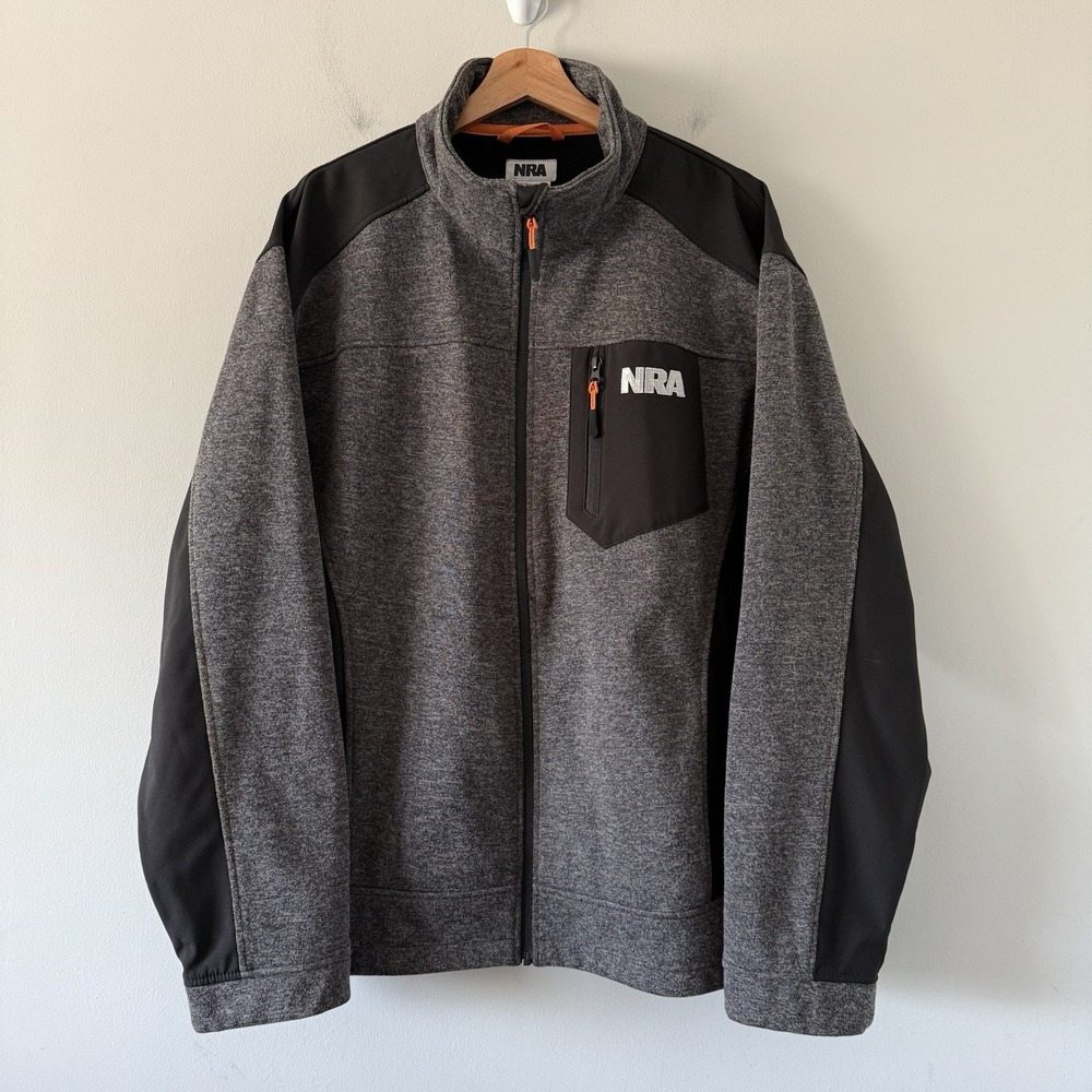 Mens NRA Jacket 2XL Softshell Fleece Lined Outdoor Biker Hiking‎ Full Zip